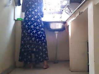 A hospitable neighbor kindly gives doggystyle in the kitchen