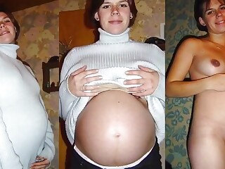 Naked and pregnant seduce with a round tummy in xxx compilation