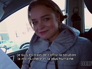 Blowjob für Schulden, Schlampe gezwungen, einem Gerichtsvollzieher im Auto einen zu blasen!